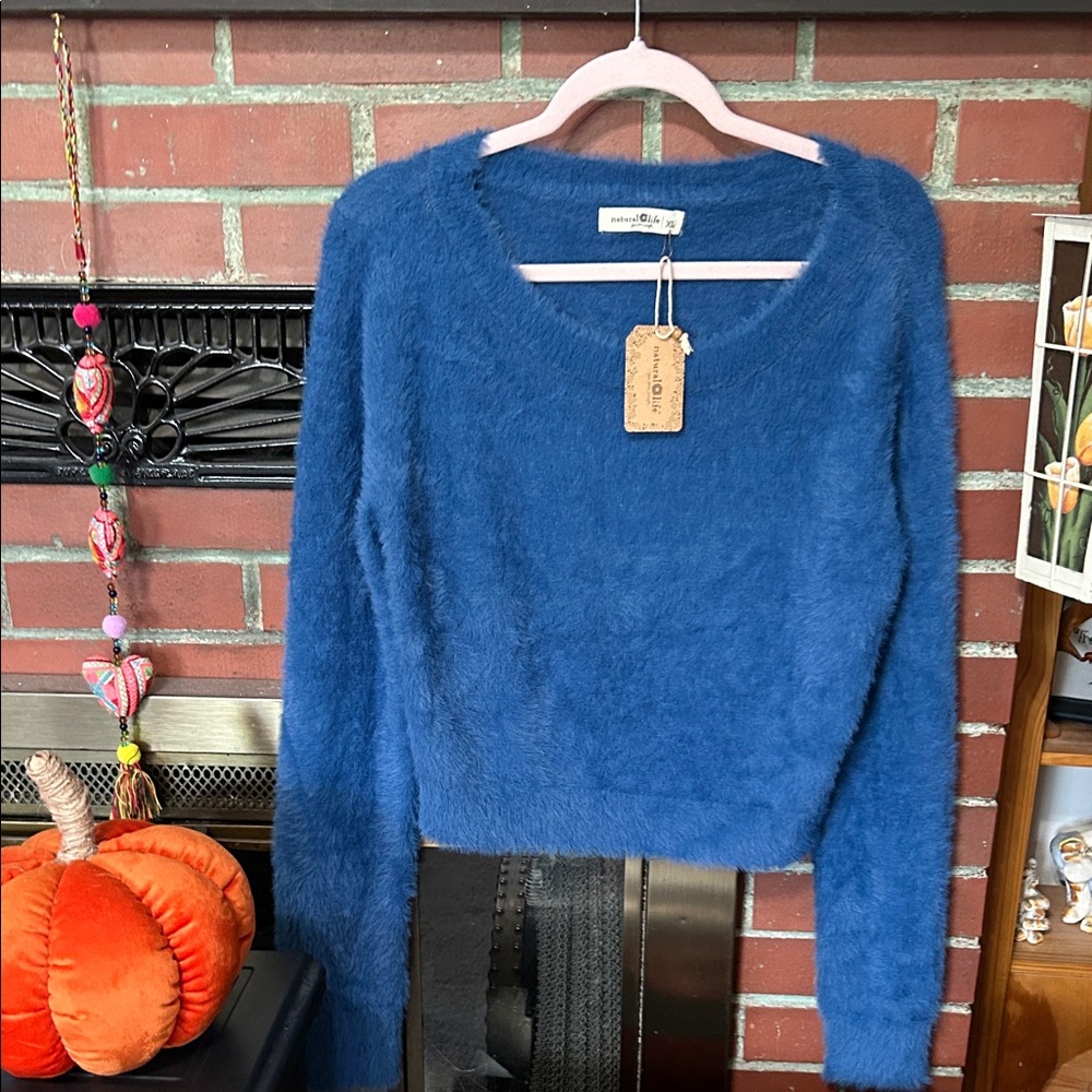 NATURAL LIFE Cozy Blue Crew Neck Sweater